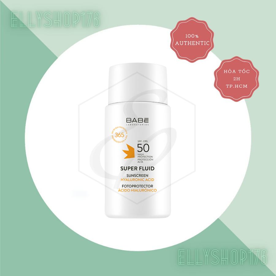 Kem Chống Nắng Dưỡng Ẩm Cho Da Khô BABE Super Fluid Sunscreen Hyaluronic Acid SPF 50+