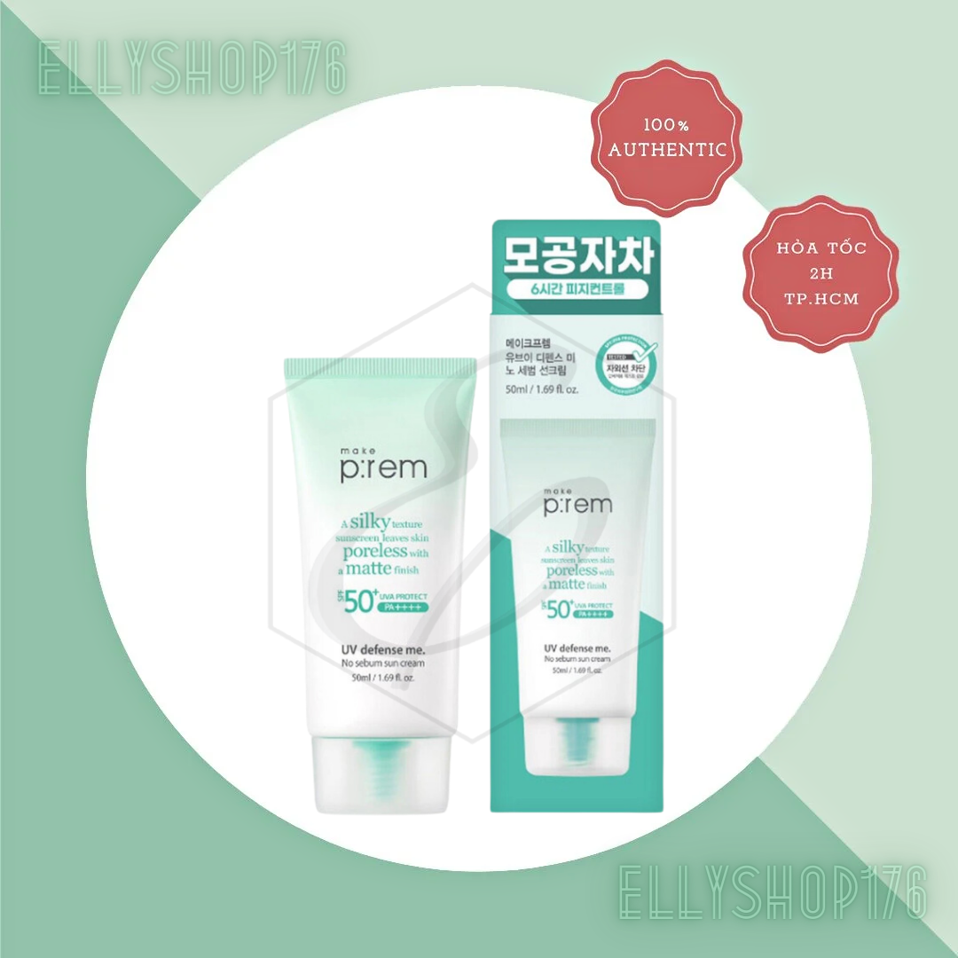 Kem Chống Nắng Nâng Tone, Kiềm Dầu Make P:rem UV Defense Me No Sebum Sun Cream SPF50+ PA++++ 50ml